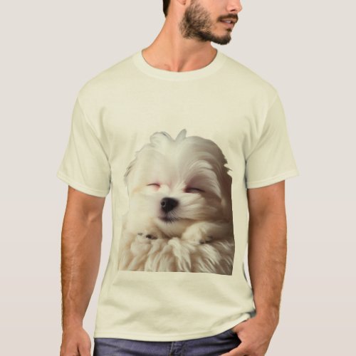 Dog Maltese Puppy Fluffy Eyes  T_Shirt