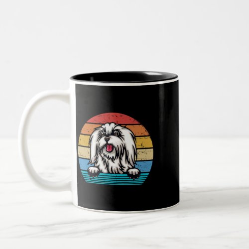 Dog Maltese Retro Vintage Maltese Two_Tone Coffee Mug