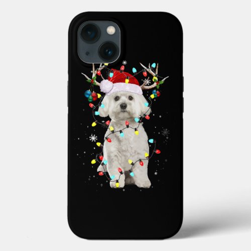 Dog Maltese Santa Maltese Reindeer Light Christmas iPhone 13 Case