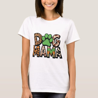 Dog Mama – Animal Print Paw Print Design for Dog T-Shirt