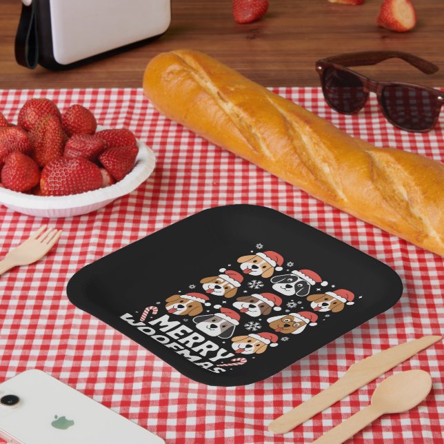 Dog Mama Christmas Merry Woofmas Dog Lover  Paper Plates (Picnic)