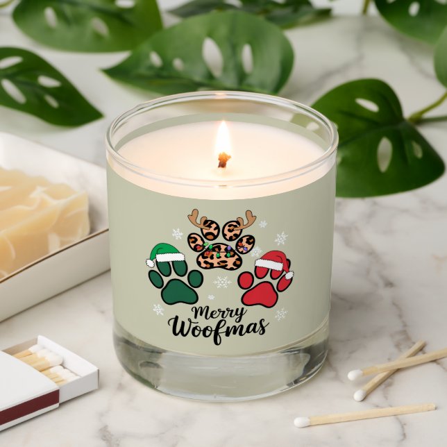 Dog Mama Christmas Merry Woofmas Dog Lover Xmas Scented Candle (Lit)