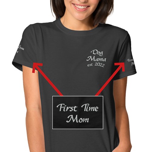 Dog Mama First Time Mom New PupYour Words Colors Embroidered Shirt