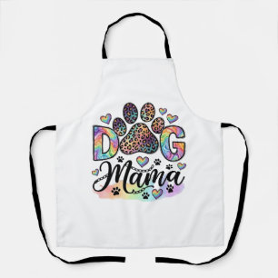 Dog Mama Paw Leopard Rainbow Watercolor Hearts_1 Apron