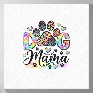 Dog Mama Paw Leopard Rainbow Watercolor Hearts_1 Canvas Photo Tile