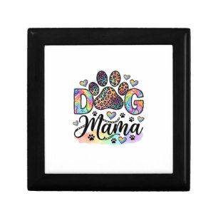 Dog Mama Paw Leopard Rainbow Watercolor Hearts_1 Gift Box