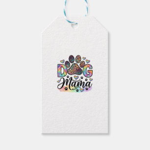 Dog Mama Paw Leopard Rainbow Watercolor Hearts_1 Gift Tags