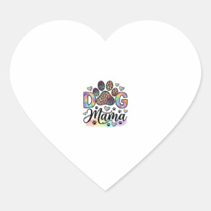 Dog Mama Paw Leopard Rainbow Watercolor Hearts_1 Heart Sticker