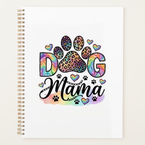 Dog Mama Paw Leopard Rainbow Watercolor Hearts_1 Planner