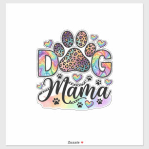 Dog Mama Paw Leopard Rainbow Watercolor Hearts_1 Sticker