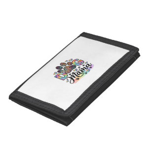Dog Mama Paw Leopard Rainbow Watercolor Hearts_1 Tri-fold Wallet