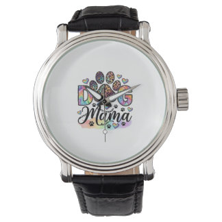 Dog Mama Paw Leopard Rainbow Watercolor Hearts_1 Watch