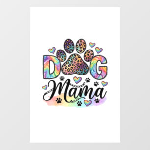 Dog Mama Paw Leopard Rainbow Watercolor Hearts_1 Window Cling