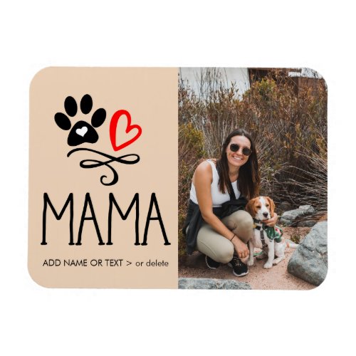 Dog Mama Paw red heart  Flexible Photo Magnet