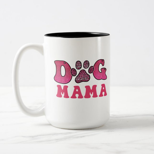 Dog Mama-Pet-Funny Two-Tone Coffee Mug (Left)