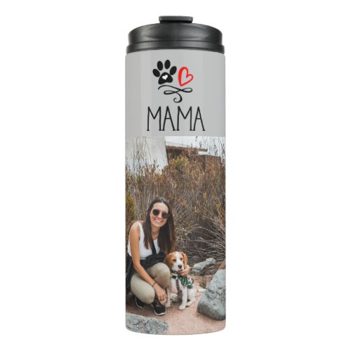 Dog Mama Photo Paw heart Travel Mug Tumbler