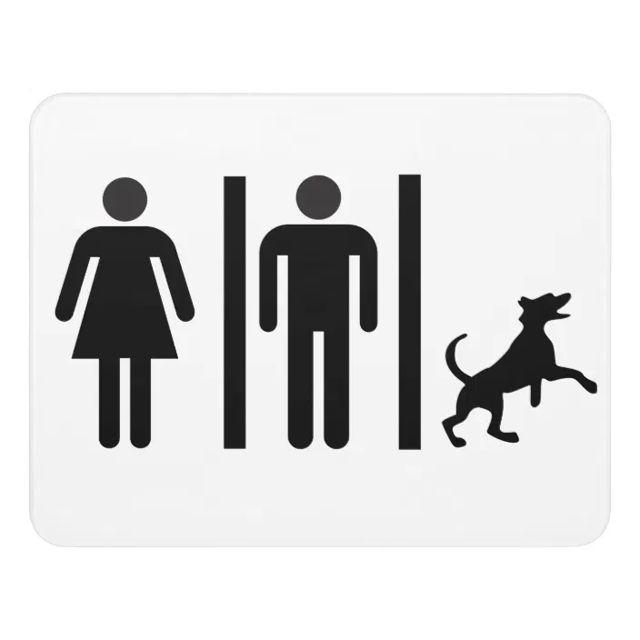 2 Toilet Sign Mens and Womens WC humorous bathroom door sticker black on white 