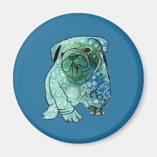 Dog Mandala french Bulldog Art Round Magnet