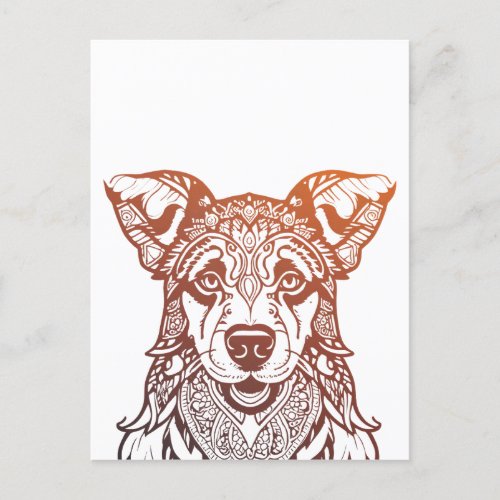 Dog Mandala Ornamental Hand Drawn Dog Mandala Postcard