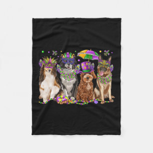 Dog Mardi Gras Festival Matching Party Dog Lover Fleece Blanket