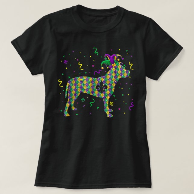 Dog Mardi Gras Outfit Pitbull Puppy Lover Men Wome T-Shirt (Design Front)