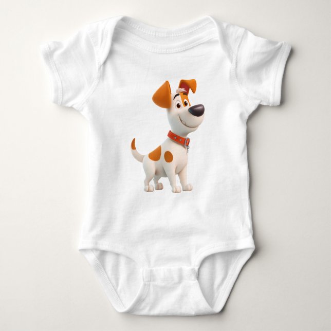 Dog Mascot – Cute Cartoon Puppy Kids  Baby Bodysuit (Front)