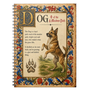 Dog, Medieval Bestiary Art Notebook