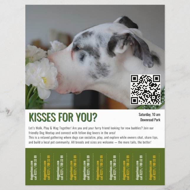 dog meetup tear-off flyer template (Front)