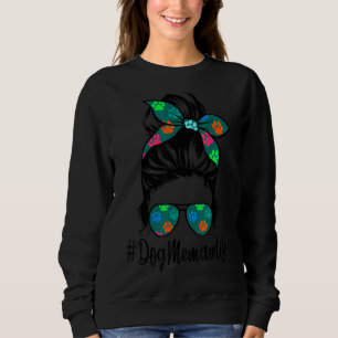 Dog Memaw Life Messy Bun Hair Mother's Day Women L Sweatshirt