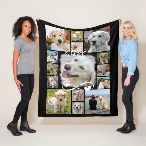 Dog Memorial 15 Photo Collage Sympathy Keepsake Fleece Blanket