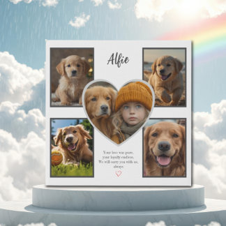 Dog Memorial 5 Photo Collage Heart Keepsake Faux Canvas Print
