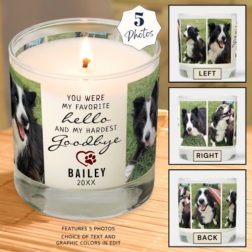 Dog Memorial 5 Photos Favorite Hello Quote Scented Candle
