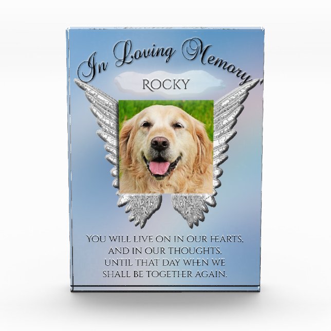 Dog Memorial Angel and Sky Look Acrylic Award (Front)