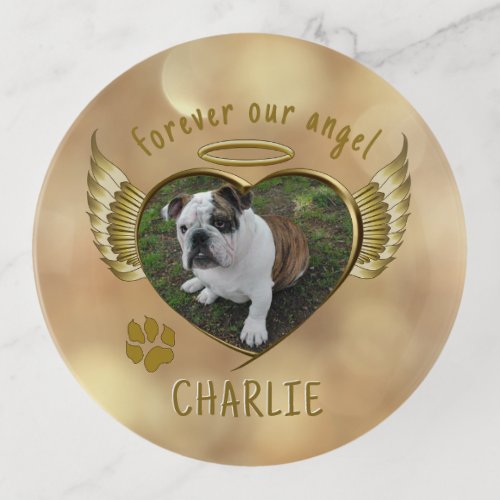 Dog Memorial Angel Wings Heart Trinket Tray