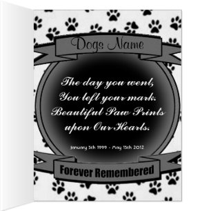 Dog Memorial Announcement - Pet Loss