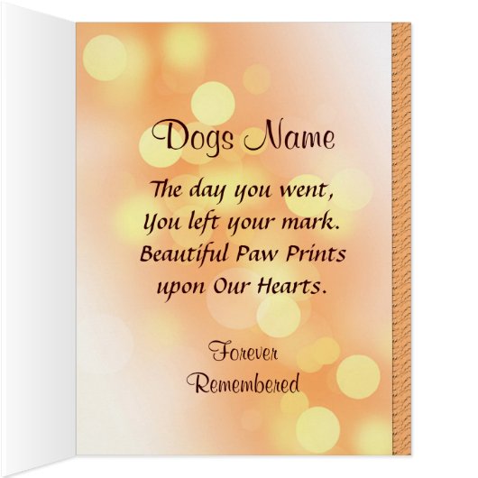 Dog Memorial Announcement - Pet Loss (Inside (Right))