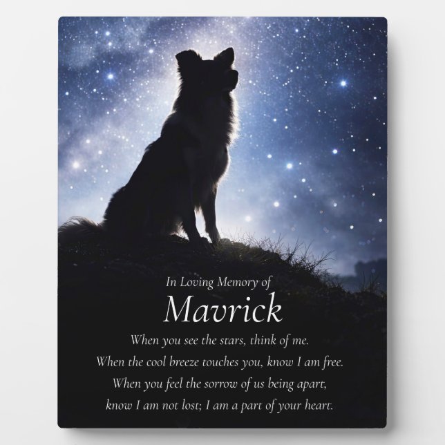 Dog Memorial Border Collie Custom Name Plaque (Front)