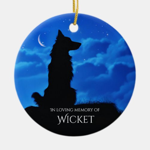 Dog Memorial Border Collie Type Custom Name Ceramic Ornament