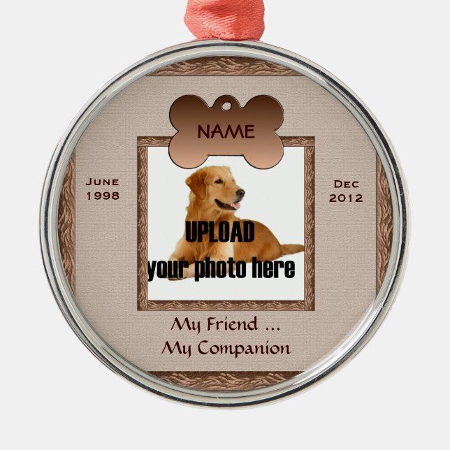 Dog Memorial Brown Tones Metal Ornament (Front)