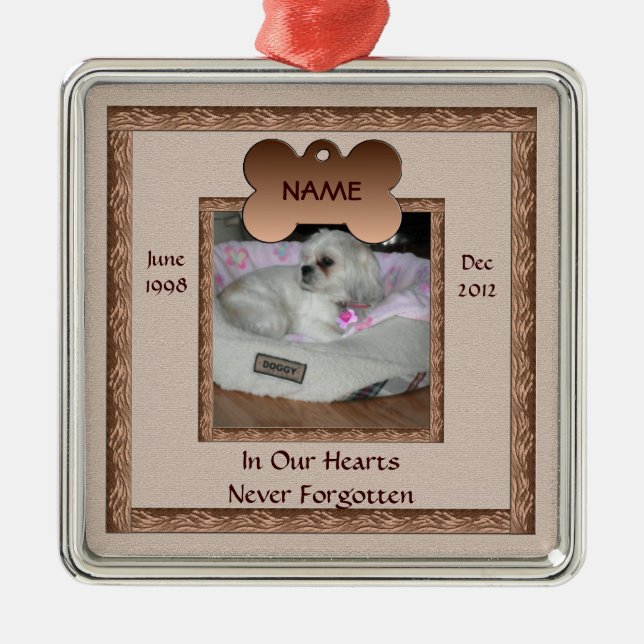 Dog Memorial Brown Tones Metal Ornament (Front)
