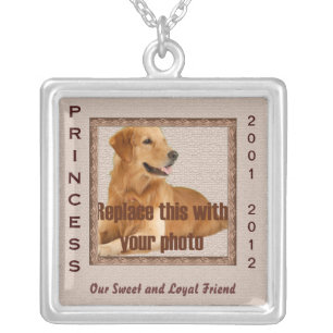 Dog Memorial Brown Tones Silver Plated Necklace