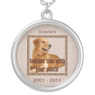 Dog Memorial Brown Tones Silver Plated Necklace