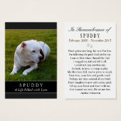 Dog Memorial Card - Black - Don't Grieve Poem (Front & Back)