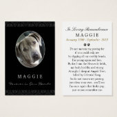 Dog Memorial Card - Black Photo Oval Frame (Front & Back)