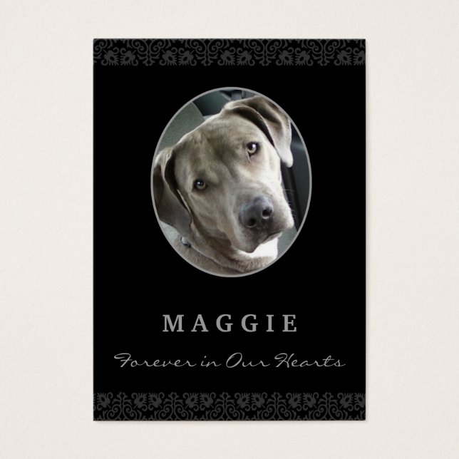 Dog Memorial Card - Black Photo Oval Frame (Front)