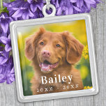Dog Memorial Custom Pet Photo  Silver Plated Necklace<br><div class="desc">Honor your best friend with a custom photo memorial necklace. This unique pet memorials keepsake is the perfect gift for yourself, family or friends to pay tribute to your loved one. This dog memorial necklace is perfect keepsake for dog mom, dog lovers, cat memorials. Customize with favorite pet dog or...</div>