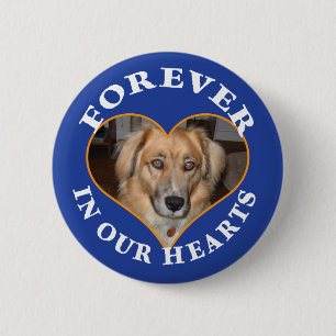 Dog Memorial custom photo in heart frame Pinback Button