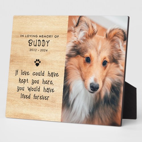 Dog Memorial Custom Text Light Wood tabletop Plaque