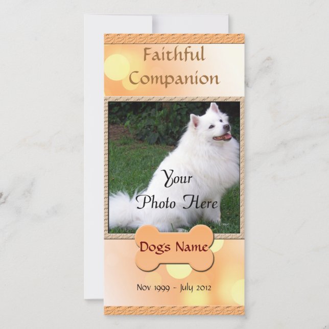 Dog Memorial Faithful Companion Announcement (Front)