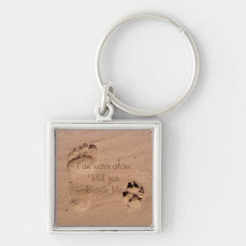 Dog Memorial Footprints in Sand Personalized Keychain